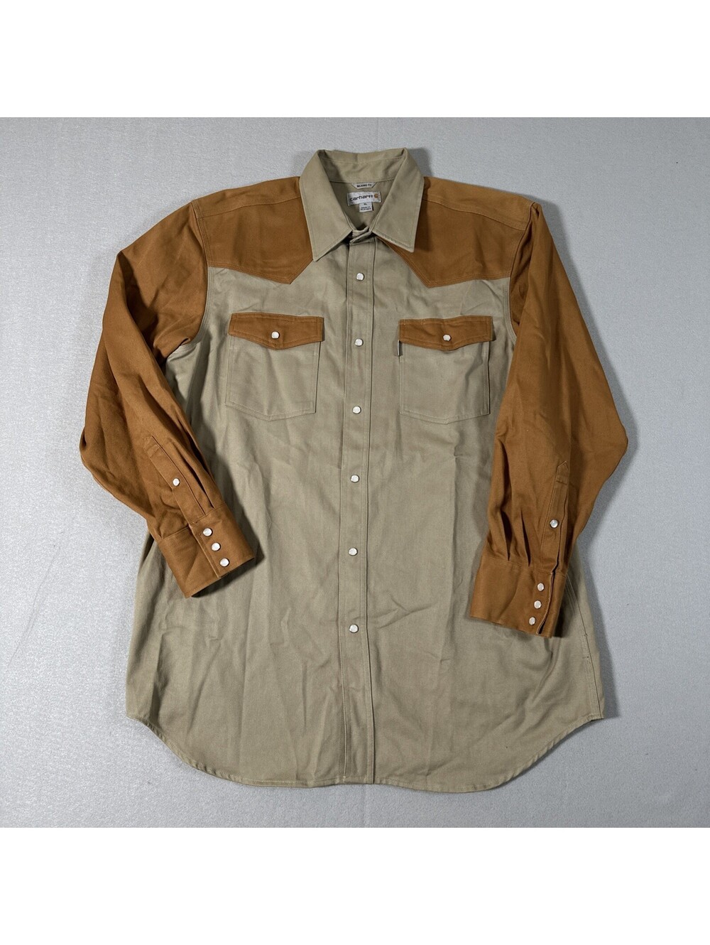 Carhartt Ironwood Twill Western Pearl Snap Shirt Mens XL Two Tone S209 KBN